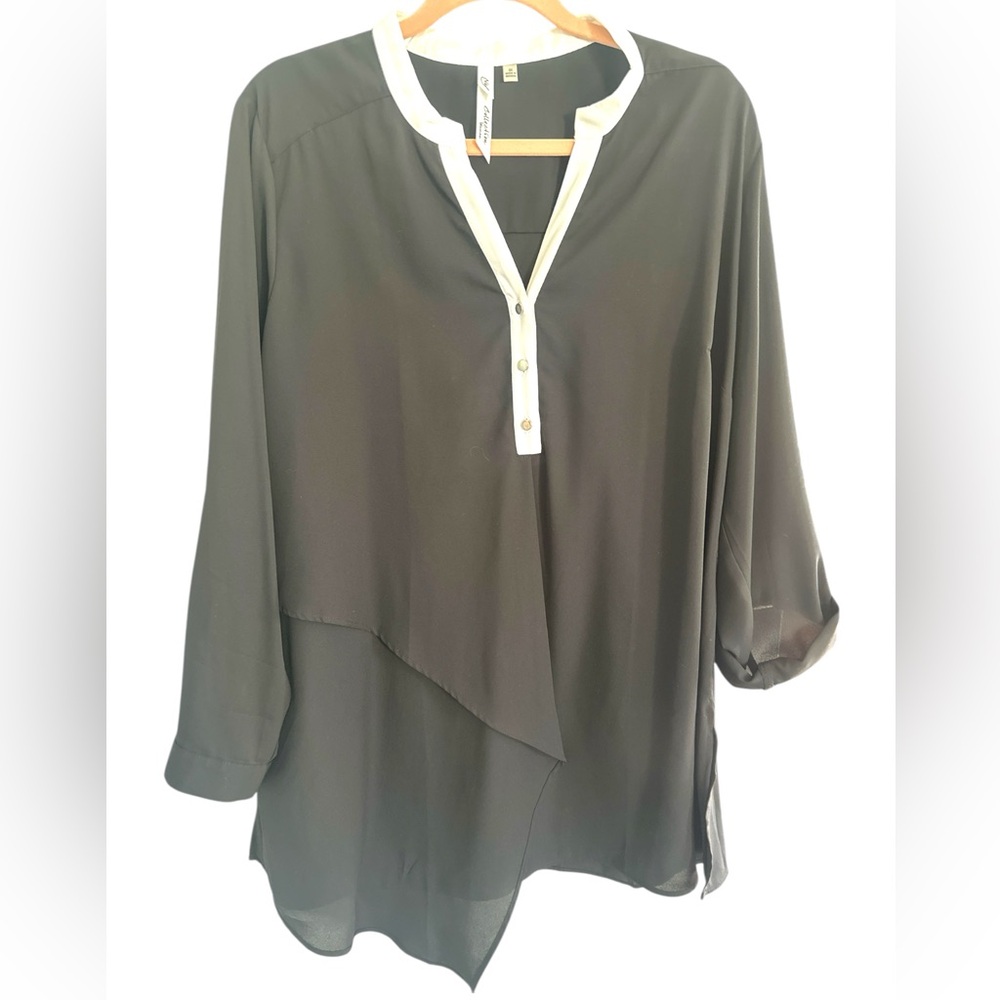 NY Collection Black Asymmetrical Top 2x
